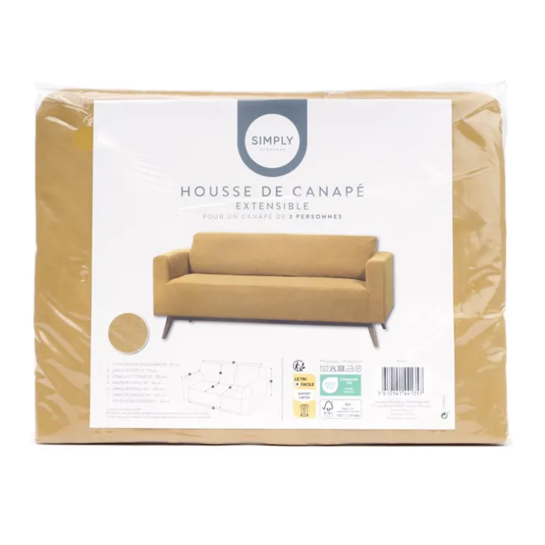 Housse de canape unie 3p ocre