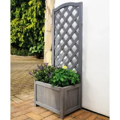 Jardiniere avec treillis gris