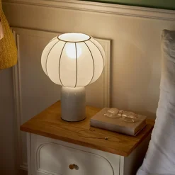 Lampe abat jour tissu h33cm blc