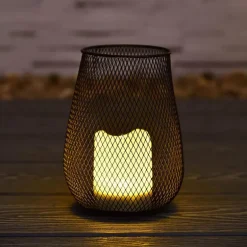 Lampe metal solaire effet bougie
