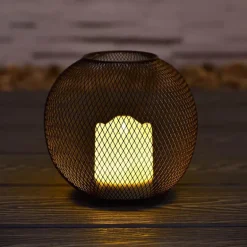 Lampe metal solaire effet bougie