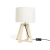 Lampe pied bois creme