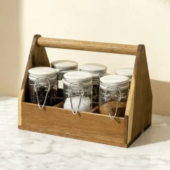 Lot de 6 bocaux a epices + rack