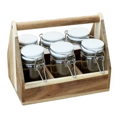 Lot de 6 bocaux a epices + rack