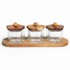 Lot de 3 bocaux + support