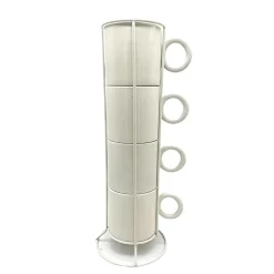 Lot de 4 mugs creme avec rack