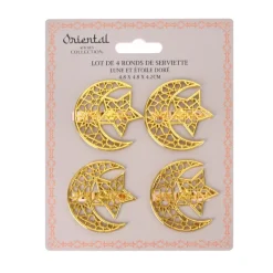 Lot de 4 ronds de serviette dore