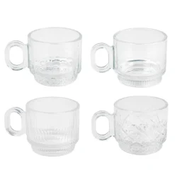 Lot de 4 tasses en verre motifs