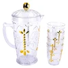 Lot de 4 verre et pichet motif