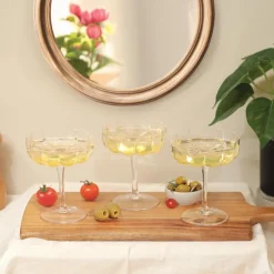 Lot de 3 verres a pieds fleur