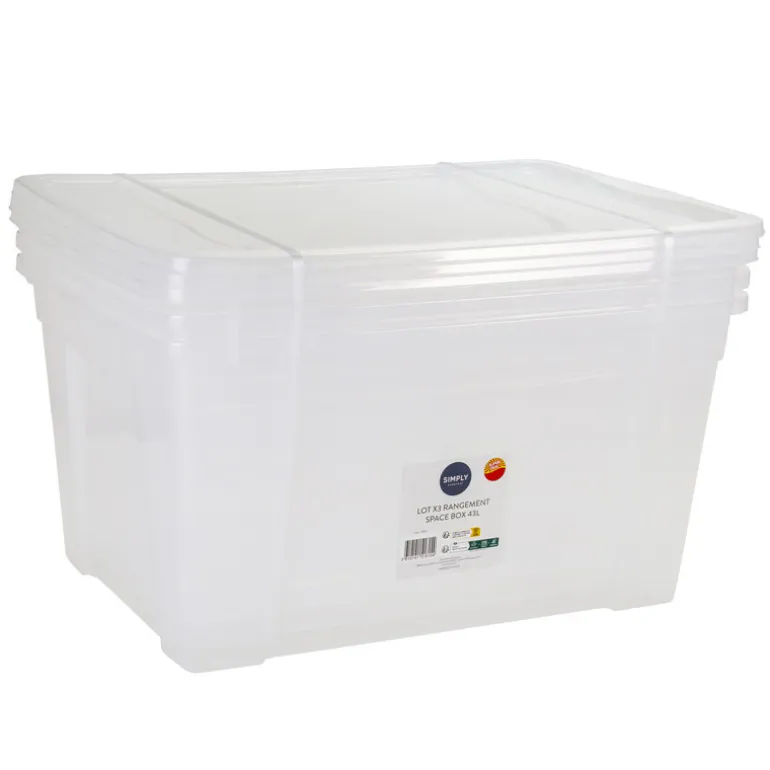 Lot x3 rangement space box 43l
