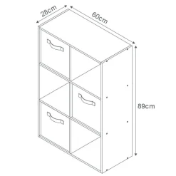 Meuble 6 cubes blanc 3 panieres