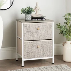 Meuble 2 tiroirs blanc / creme