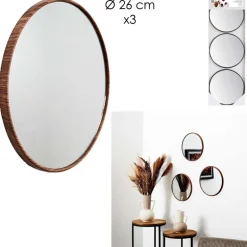 Miroir x3 toronto imitation bois
