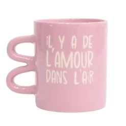 Mug double anse uni avec print