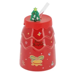Mug paille et couvercle xmas
