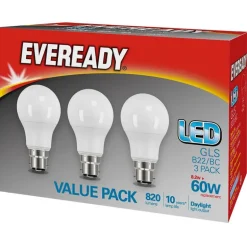 Pack 3 leds 820lm b22 lumiere