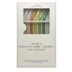 6 pailles en verre + goupillon