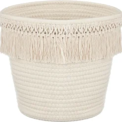 Panier blanc casse avec franges