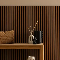 Panneau deco tasseaux bois fonce