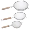 Passoire inox poignee bois x3