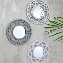 Petit miroir blanc/gris