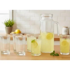 Pichet en verre 1.1l et 6 verres