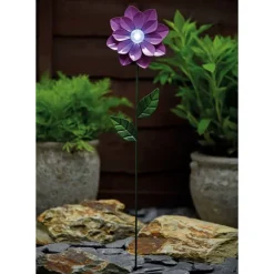 Piquet solaire fleurs metal h49