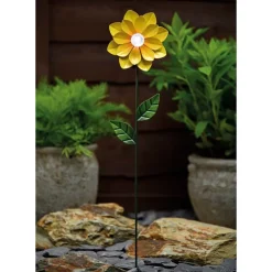 Piquet solaire fleurs metal h49