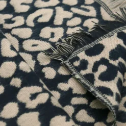 Plaid a franges leopard 130x160c