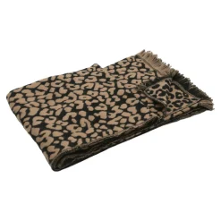 Plaid a franges leopard 130x160c