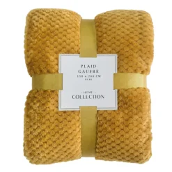 Plaid gaufre 150x200cm ocre