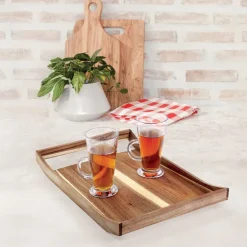 Plateau acacia avec poignees