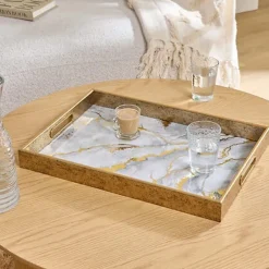 Plateau rectangle mabre blanc