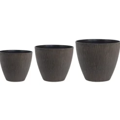Pot plastique effet bois marron