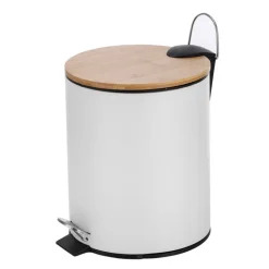 Poubelle 5l blanche + bambou