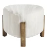 Pouf cotele large creme/bois