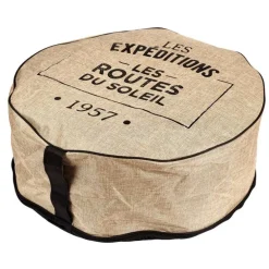 Pouf gonflable finition en jute