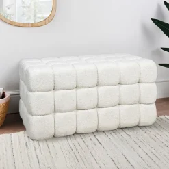 Pouf long cubes creme