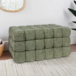 Pouf long cubes vert