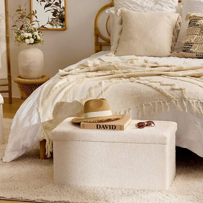 Pouf pliable double soana blanc