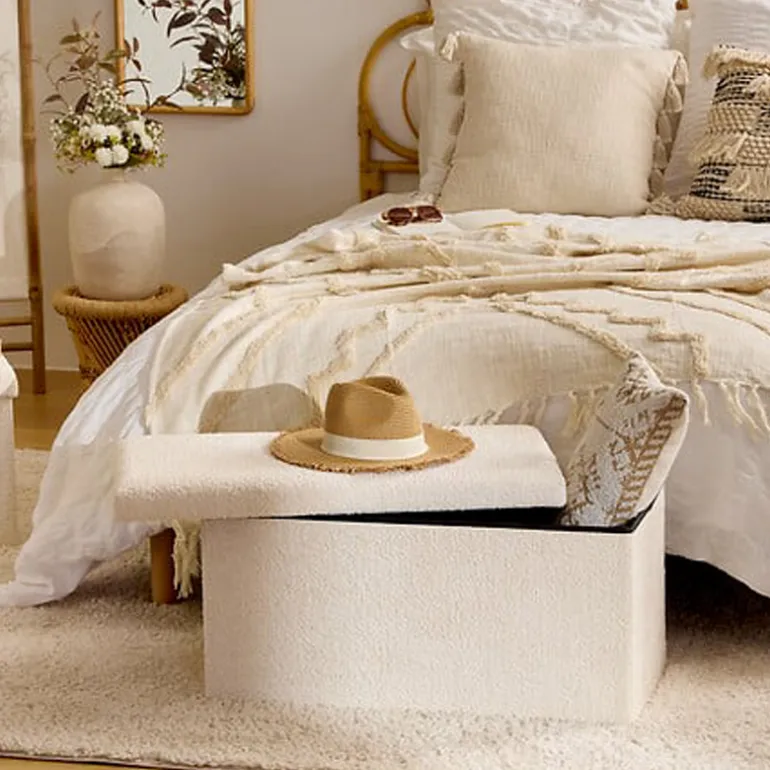 Pouf pliable double soana blanc