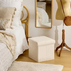 Pouf pliable simple soana blanc