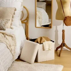 Pouf pliable simple soana blanc