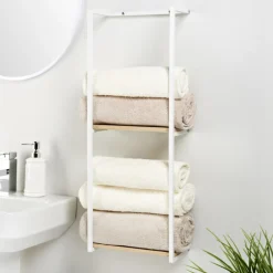 Rangement deux niveaux bois/blan