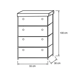 Rangement large 4 tiroirs tissu
