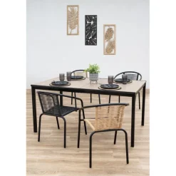 Table plateau effet bois