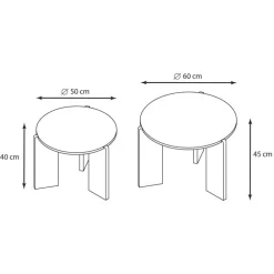 2 tables effet travertin / bois