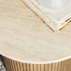 2 tables piliers effet travertin
