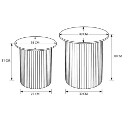 2 tables piliers effet travertin